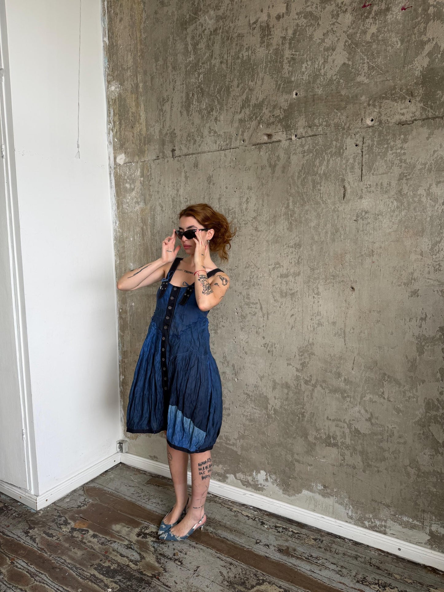 Vintage Jean de Marithé + François Girbaud Avant Garde Utility Dress in Blue