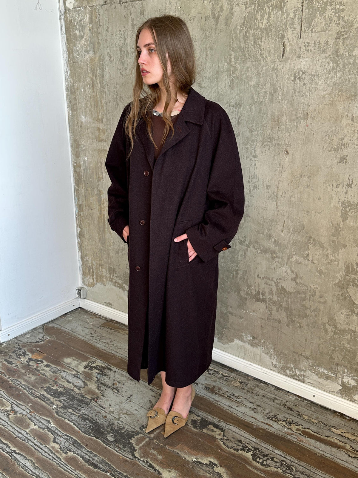 Vintage Lodenfrey Purple Wool Coat | Long Oversized Austrian Loden Coat