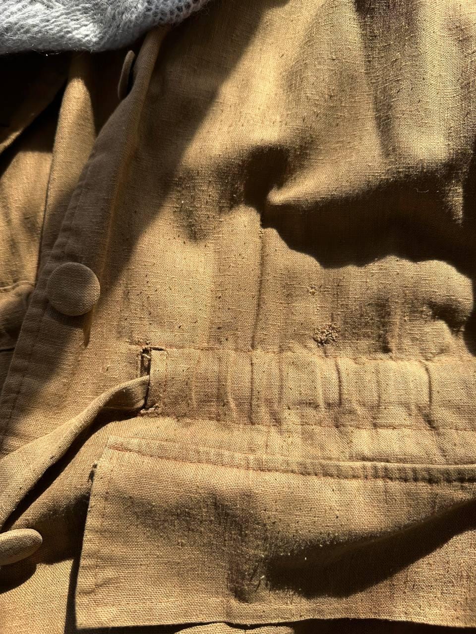 Vintage 90s oversized loose linen jacket in brown