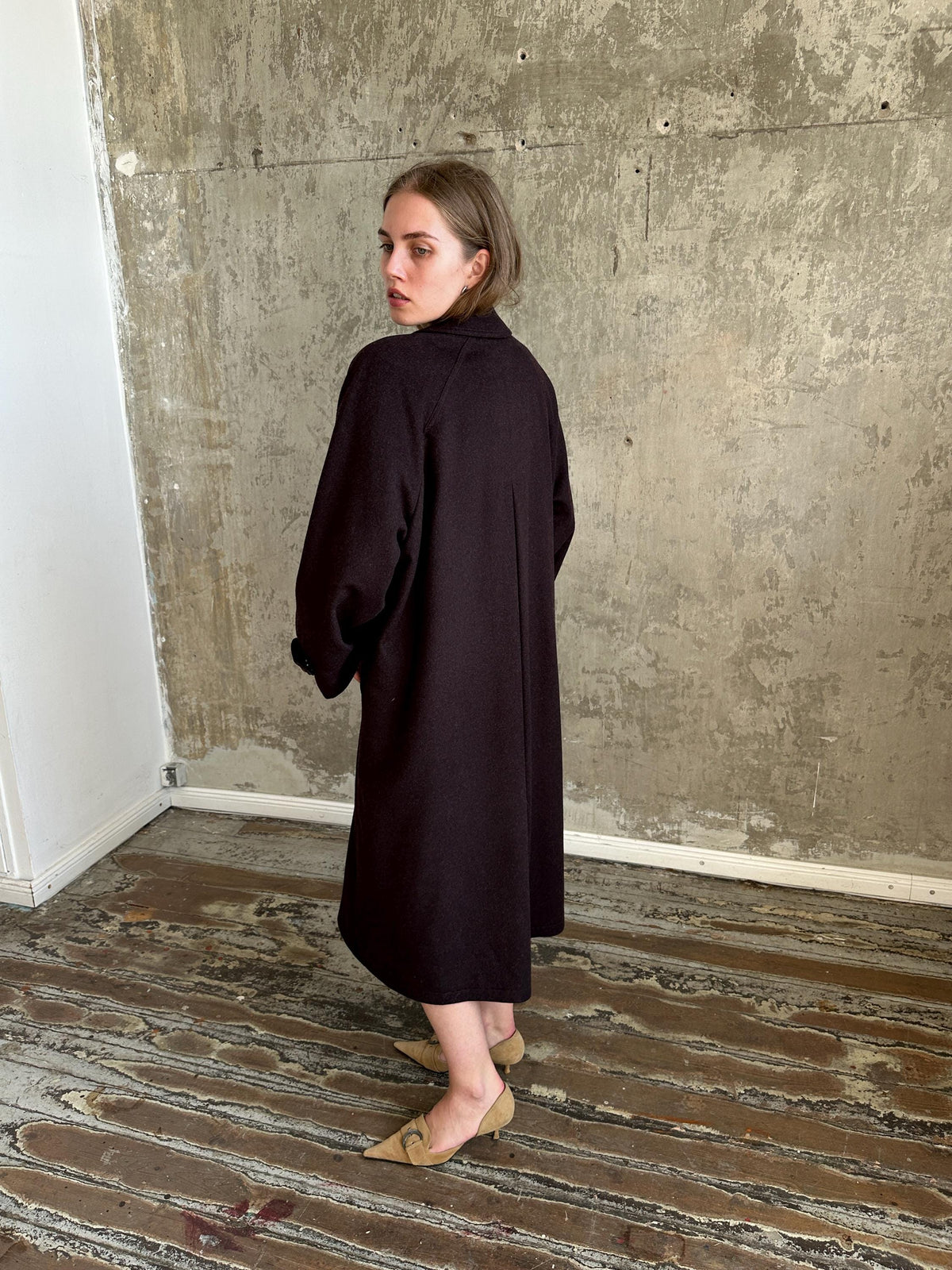 Vintage Lodenfrey Purple Wool Coat | Long Oversized Austrian Loden Coat