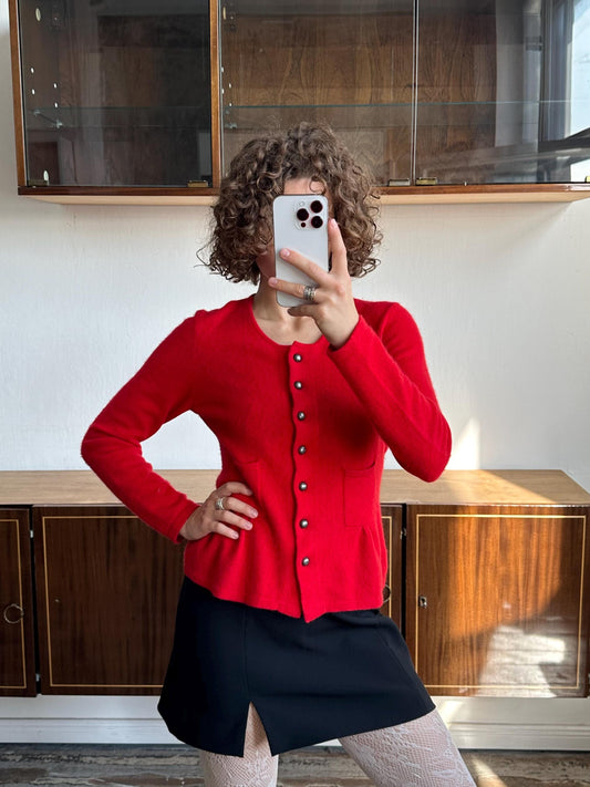 Vintage cashmere cardigan in red