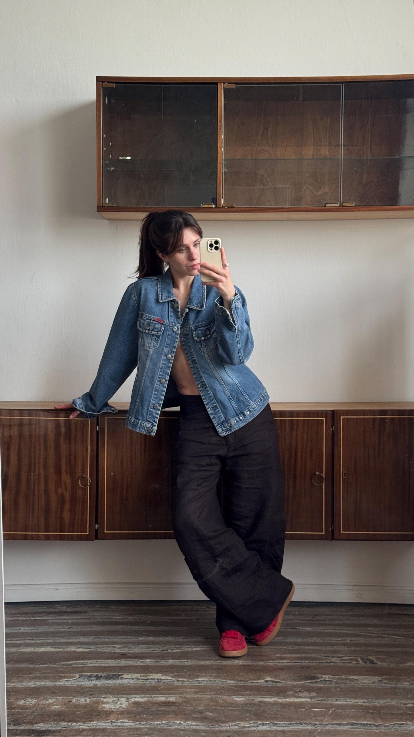 Vintage oversized denim jeans jacket in blue