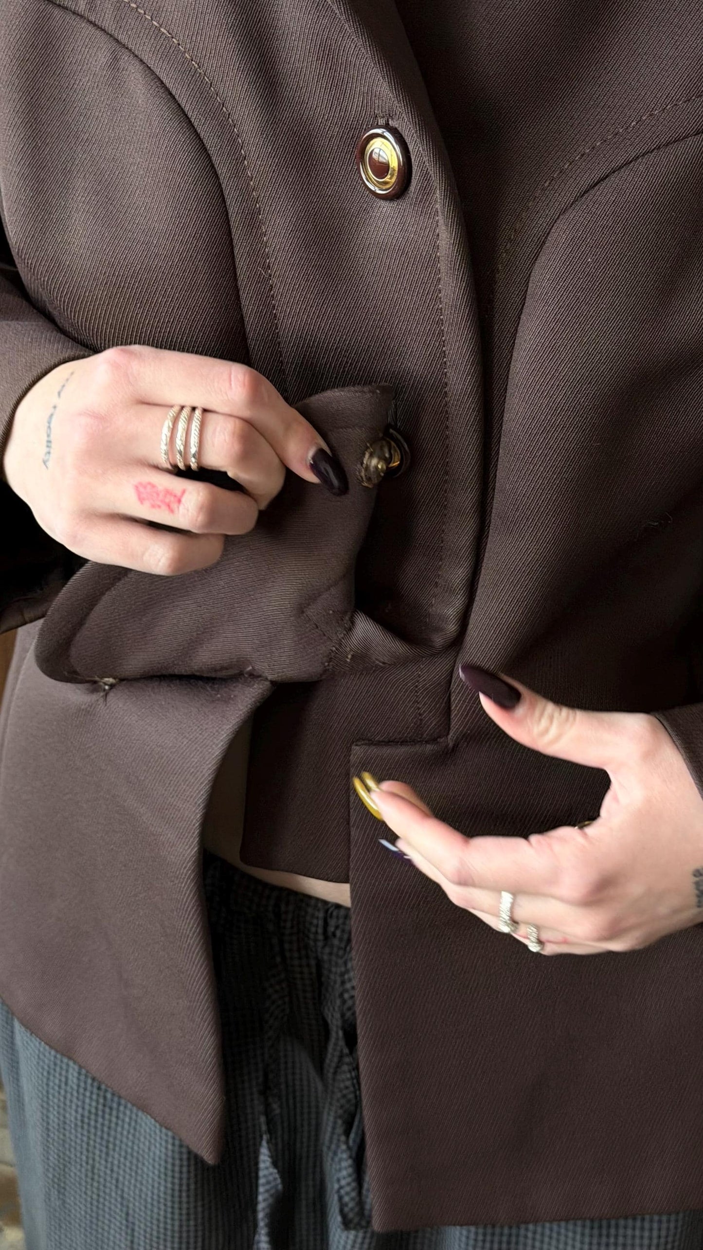 Vintage Brown Tailored Espresso Blazer, 90s Italian Structured Fitted Jacket