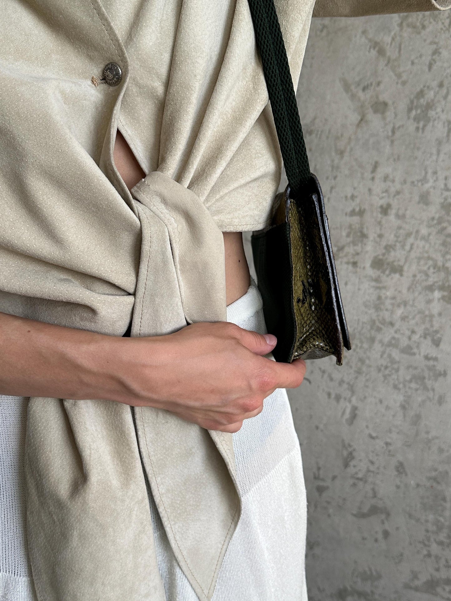 Vintage Miu Miu 1999 Python Mesh Crossbody Bag in Green