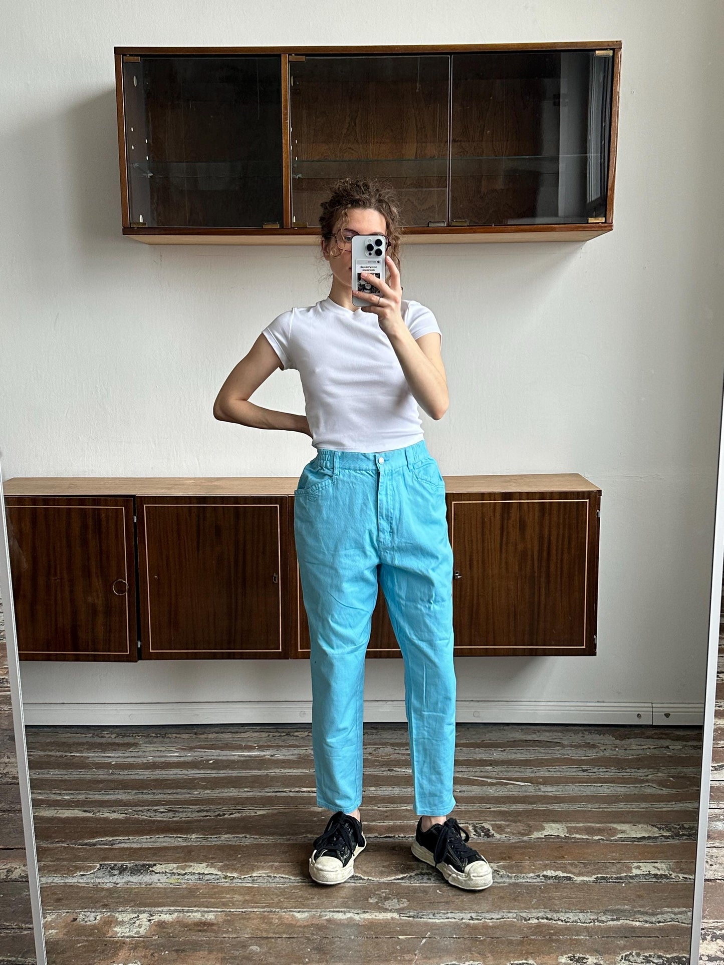 Vintage y2k high rise baby blue jeans, cotton jeans