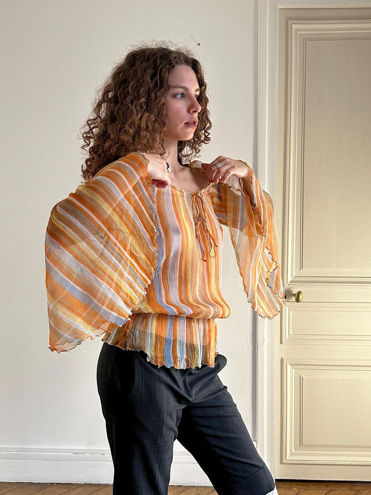 Vintage Moschino Cheap and Chic Silk Blouse in Orange