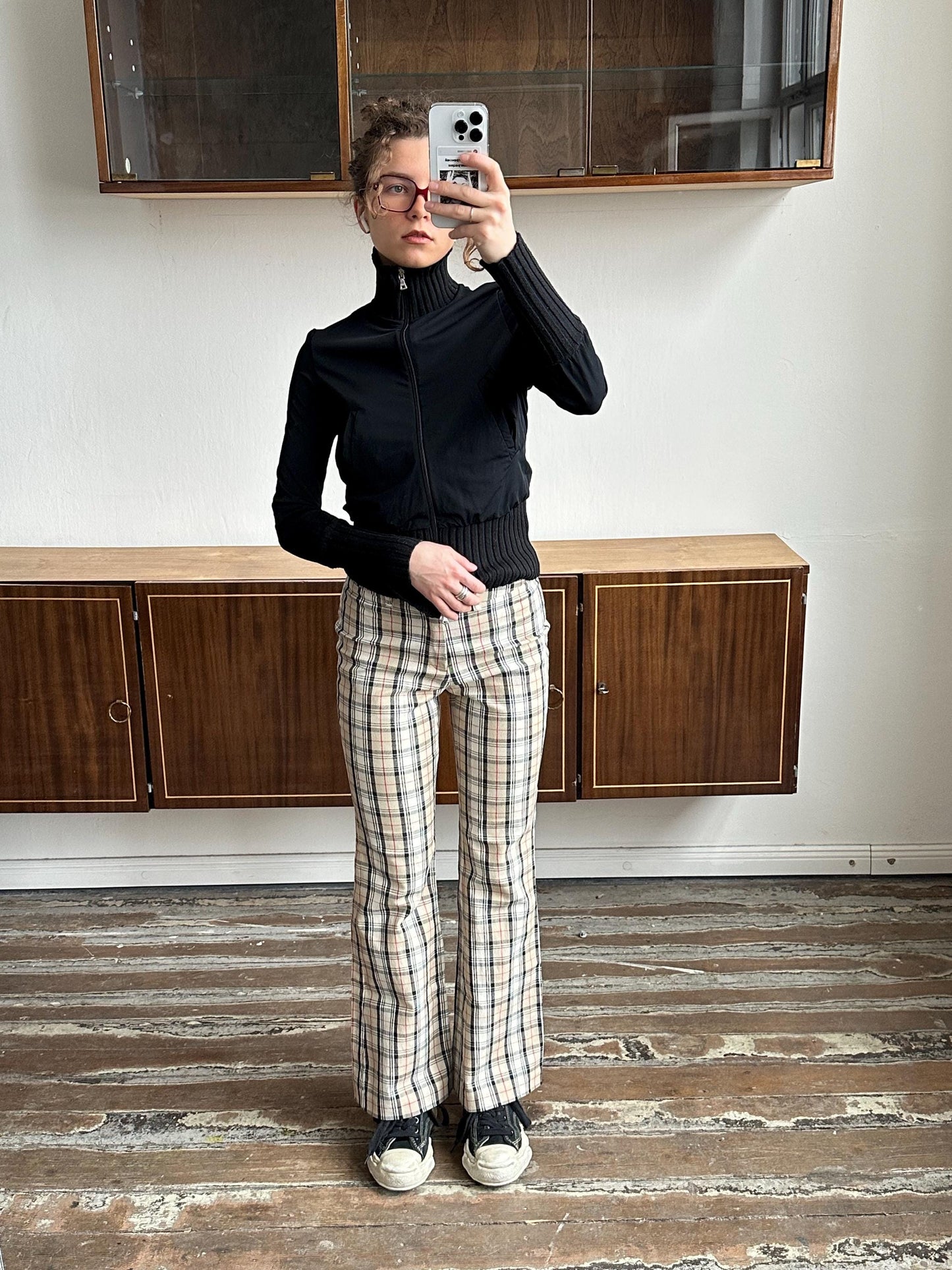 Vintage MEXX y2k low-rise check trousers in brown