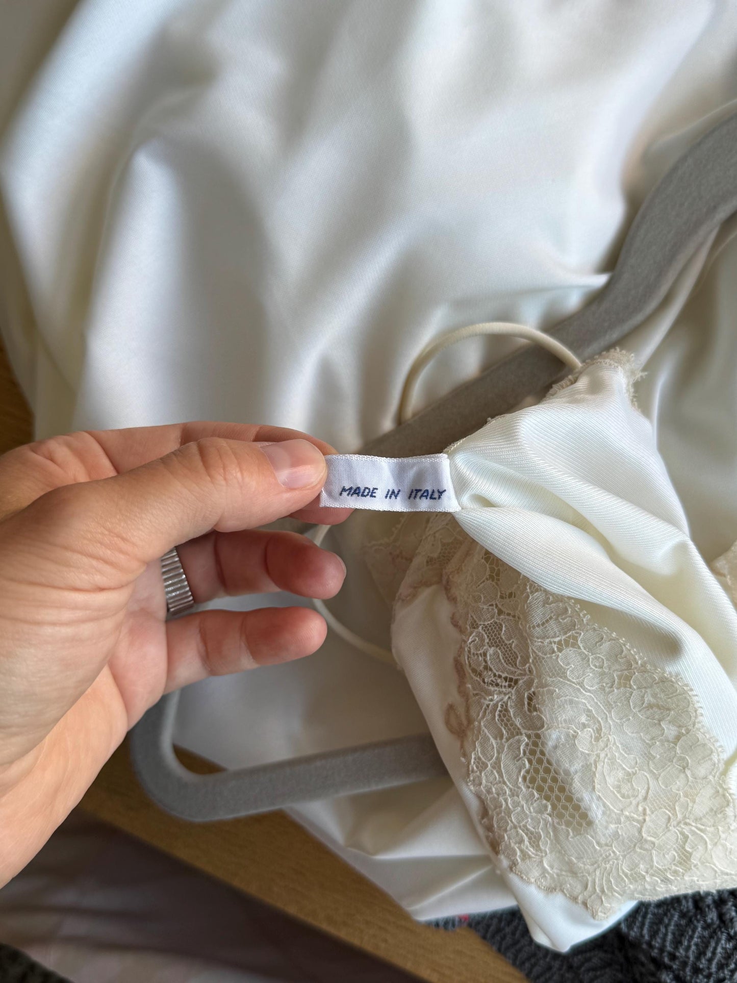 Vintage La Perla White Silk Slip Dress | Cream Lace Trim