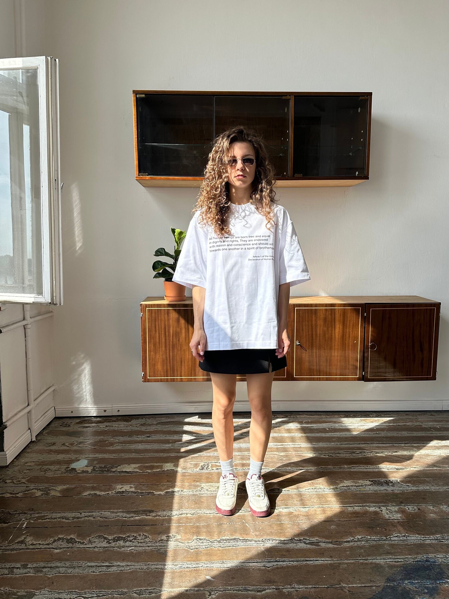 Oversized unisex printed cotton t-shirt in white