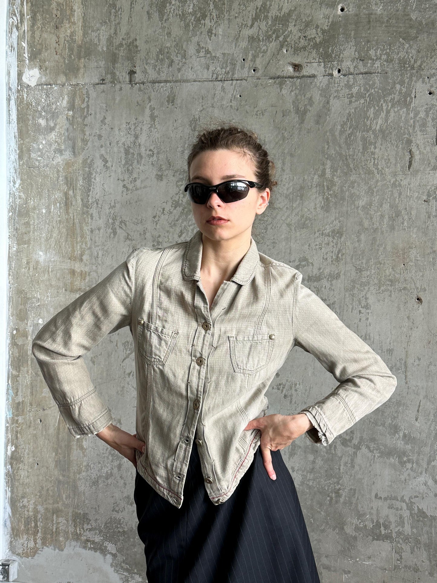 Vintage Y2K Marithé + François Girbaud Grey Denim Jacket