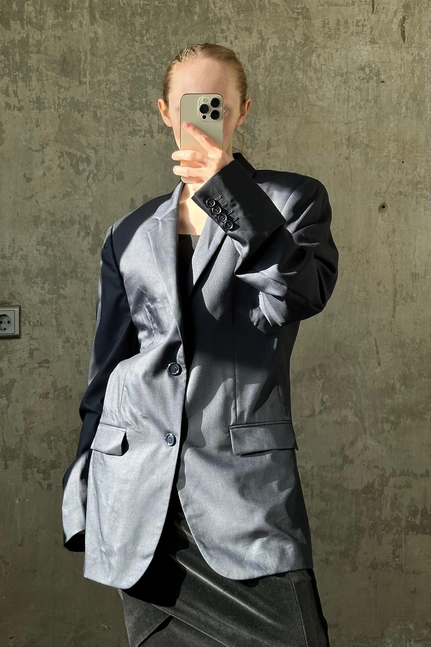 Vintage classic oversized viscose jacket blazer in dark blue