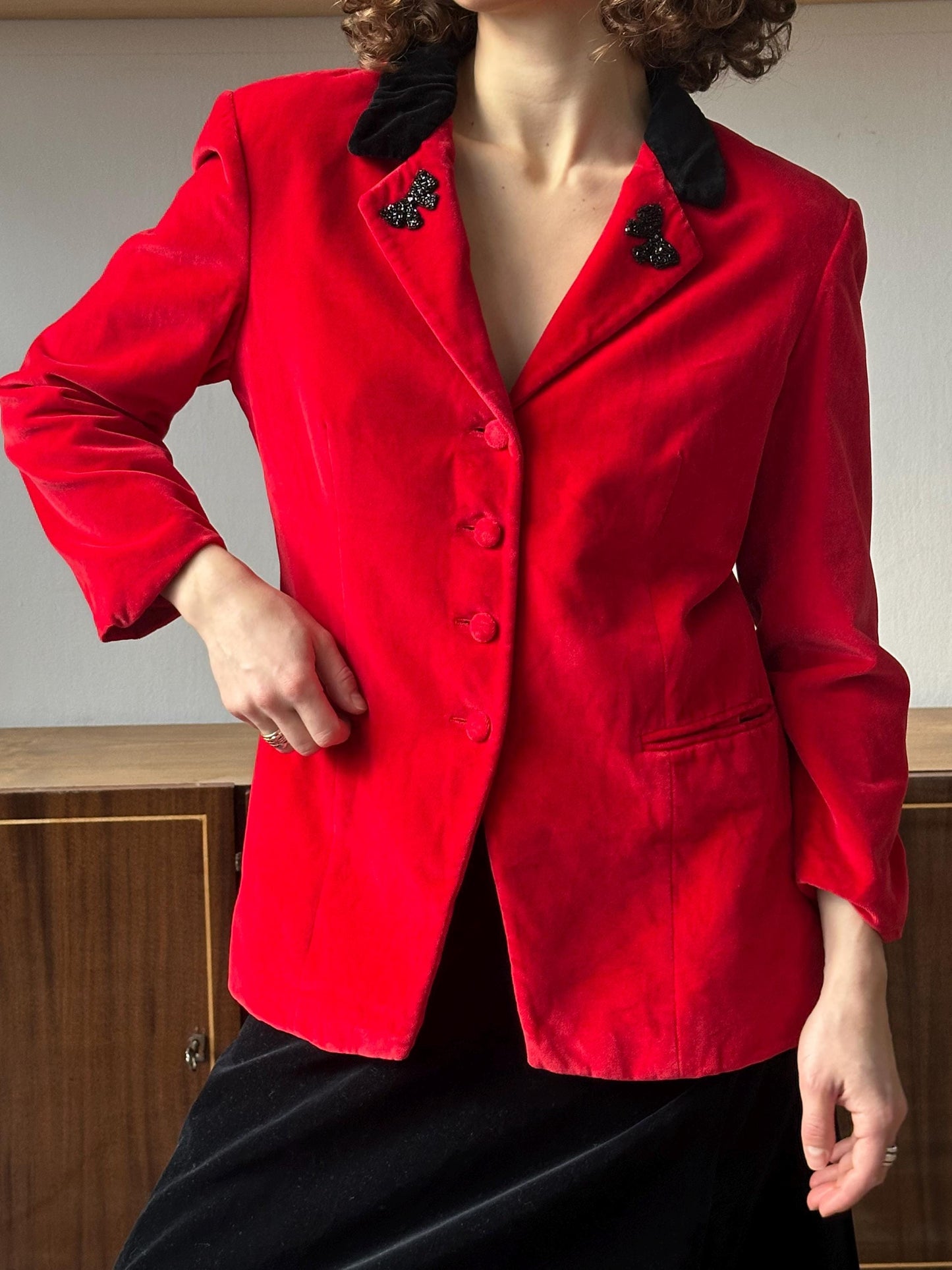 Vintage BLUMARINE La Folie velvet blazer in red