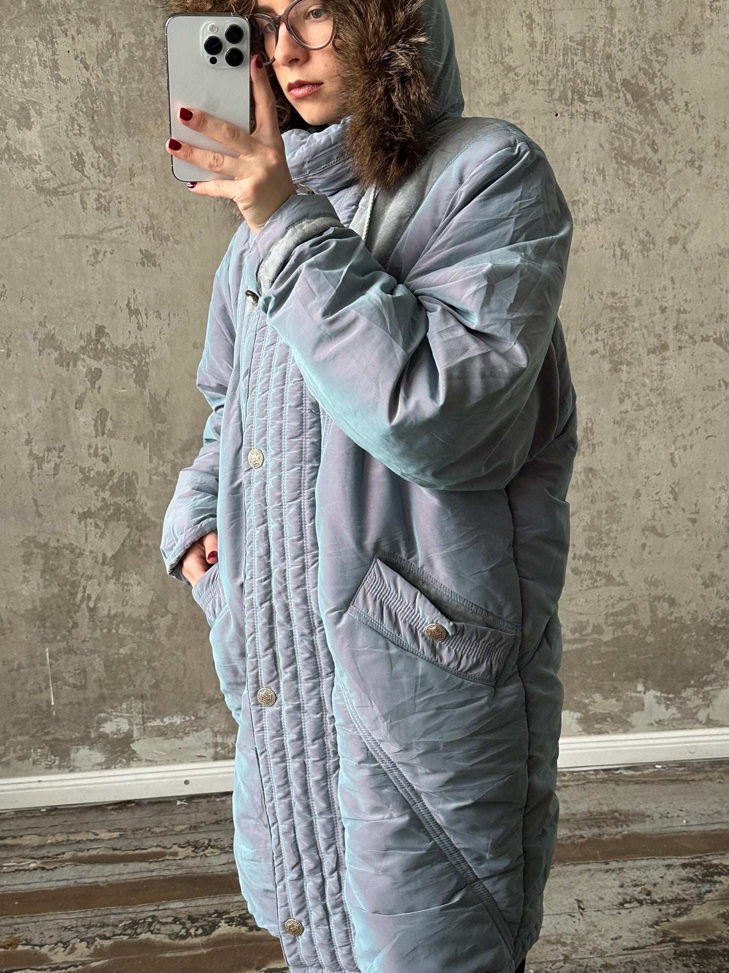 Vintage 90s grey hooded parka, 90s jacket coat