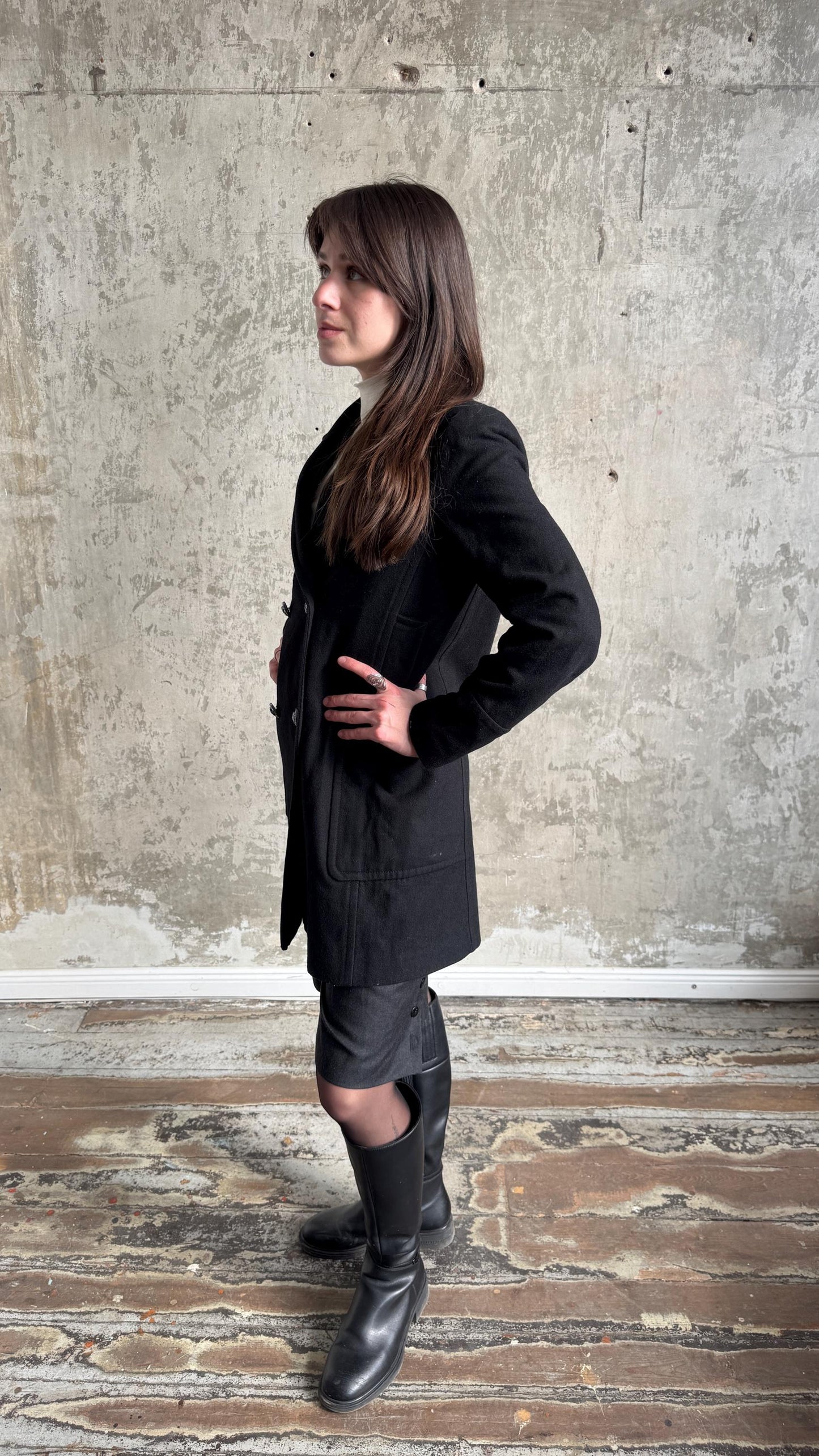 Vintage 90s Japan-style Boxy Coat In Black