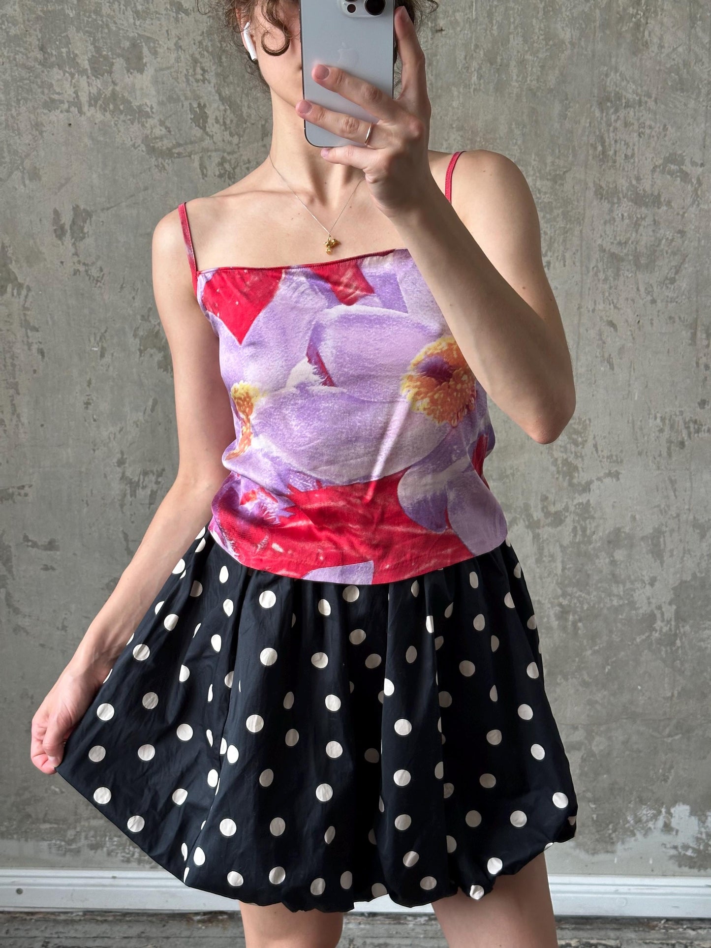 Vintage 2000s Roberto Cavalli silk floral motif tank top