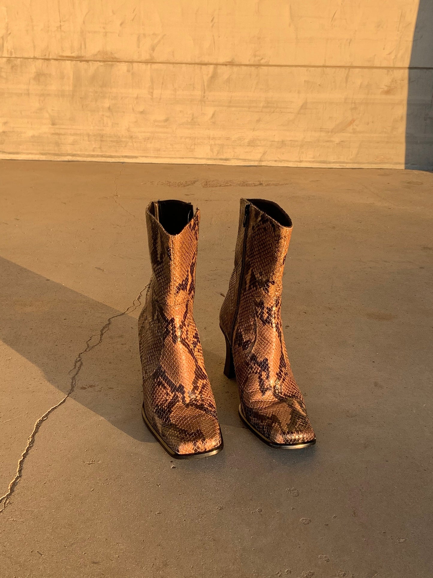 Vintage snake leather ankle boots