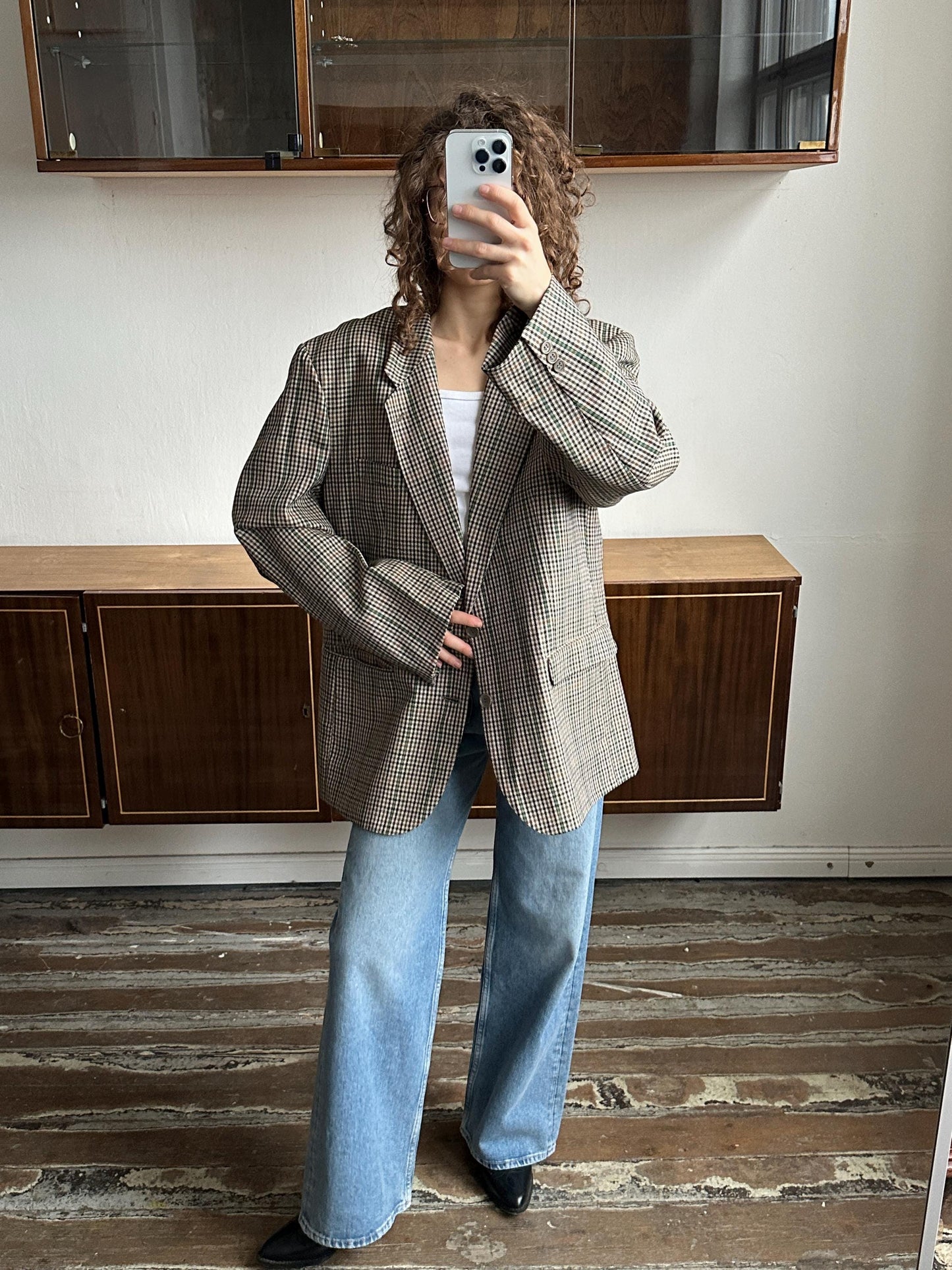 Vintage 90s classic plaid blazer