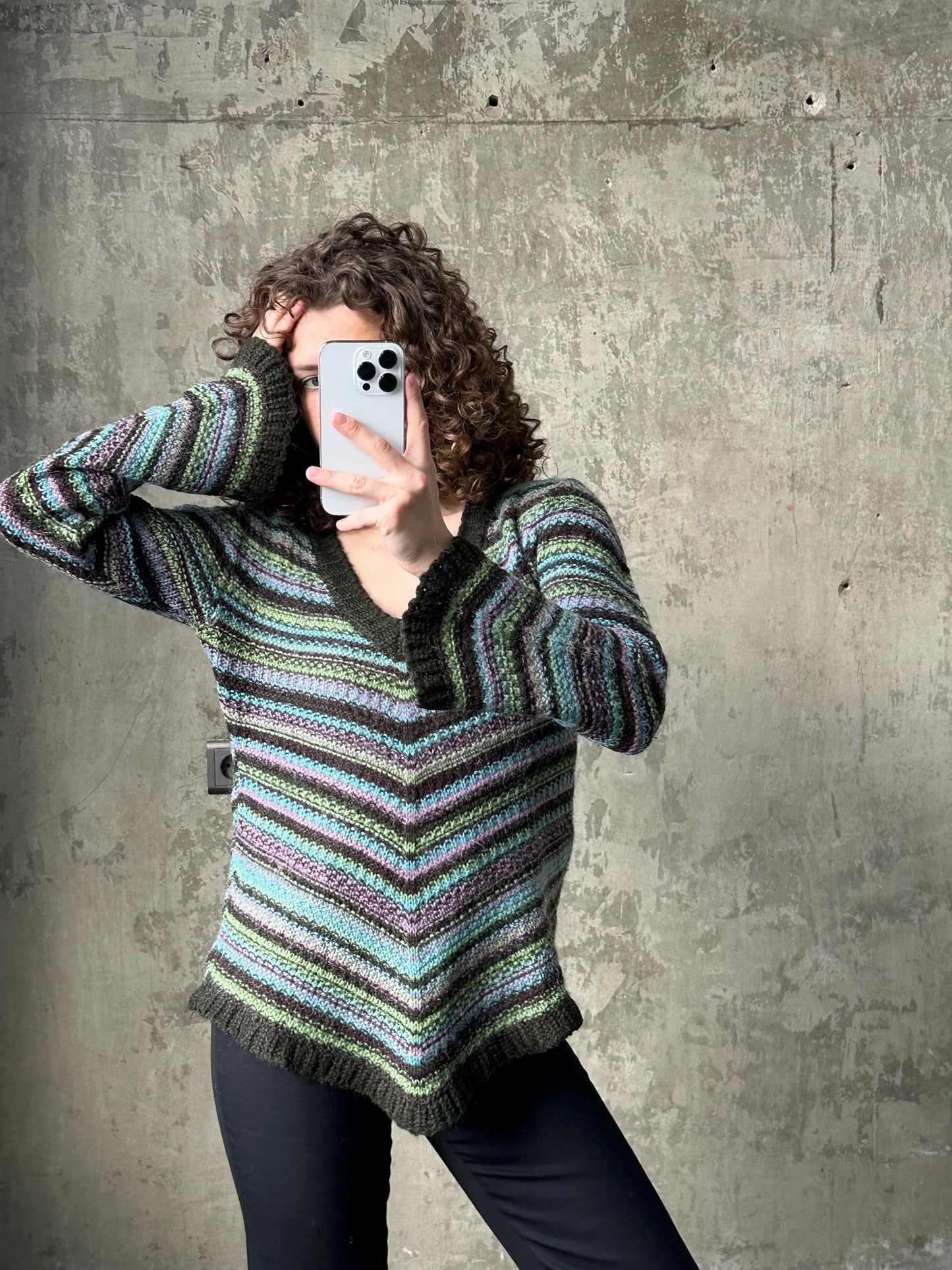 Vintage mohair sweater in green, 80s fuzzy oversized pullover