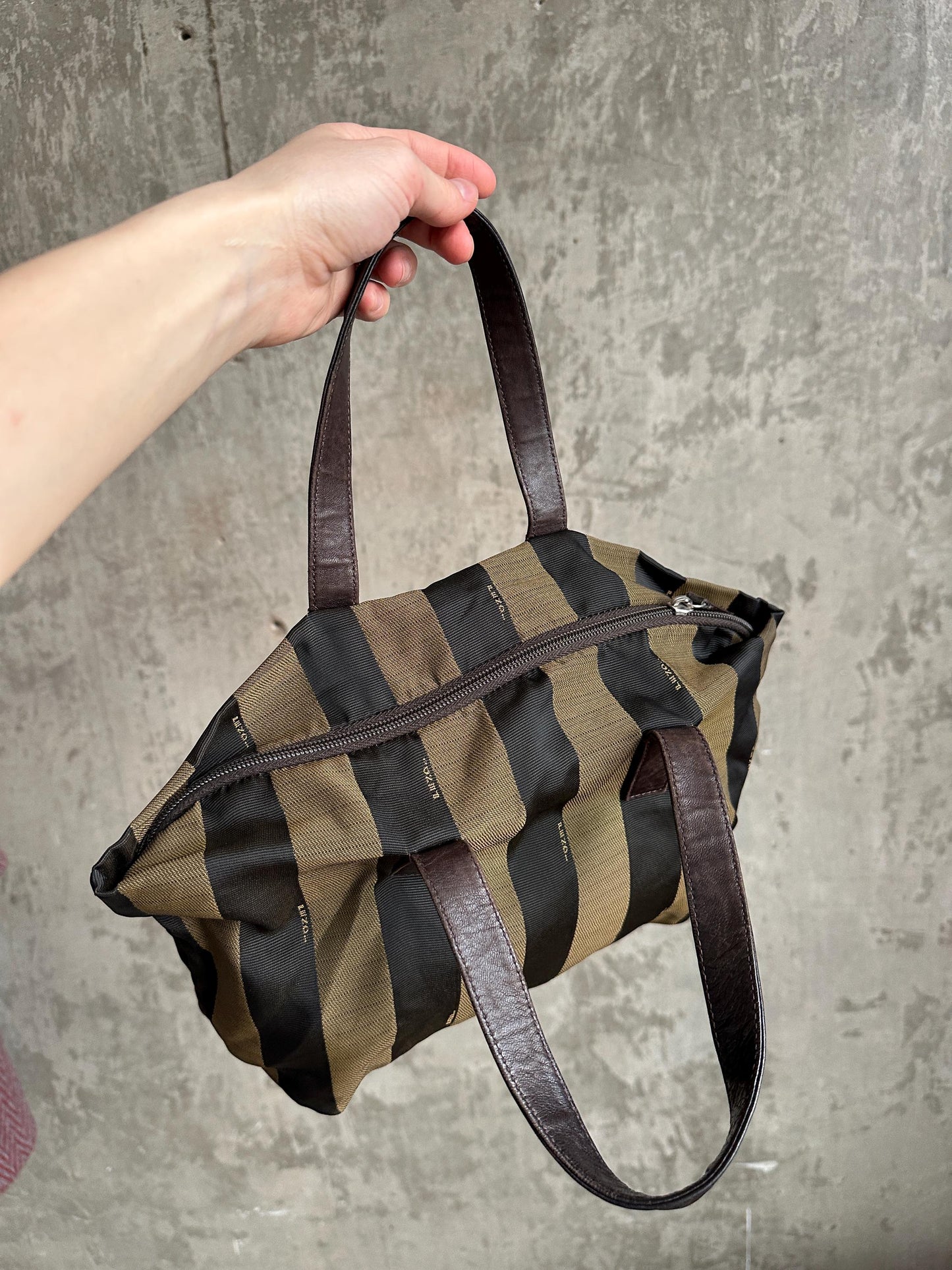 Vintage FENDI Pequin Striped Tote Bag