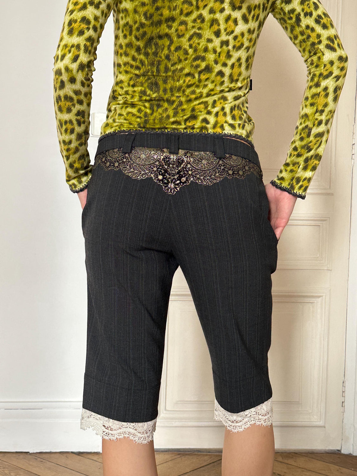 Vintage Moschino Jeans Green Leopard Print Cardigan