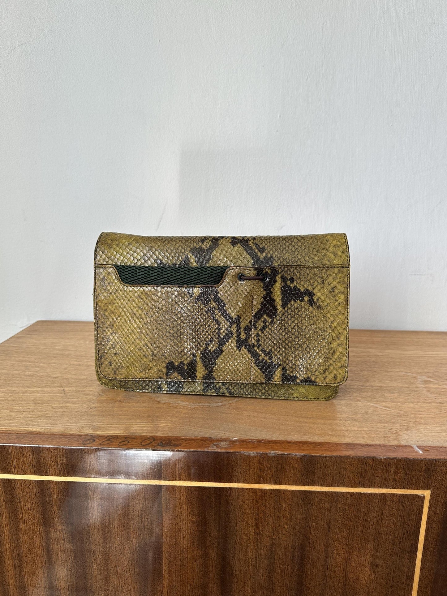Vintage Miu Miu 1999 Python Mesh Crossbody Bag in Green