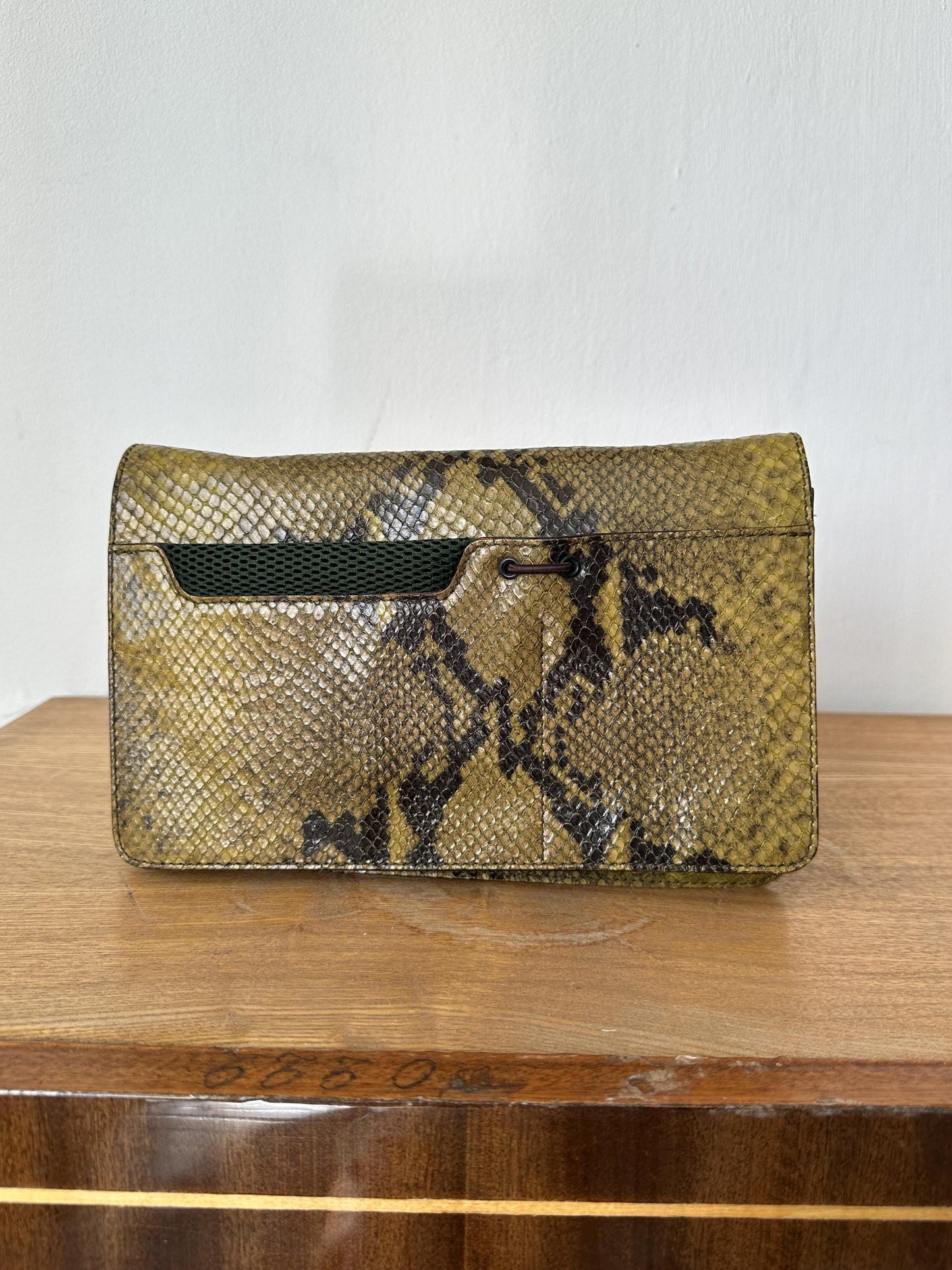 Vintage Miu Miu 1999 Python Mesh Crossbody Bag in Green