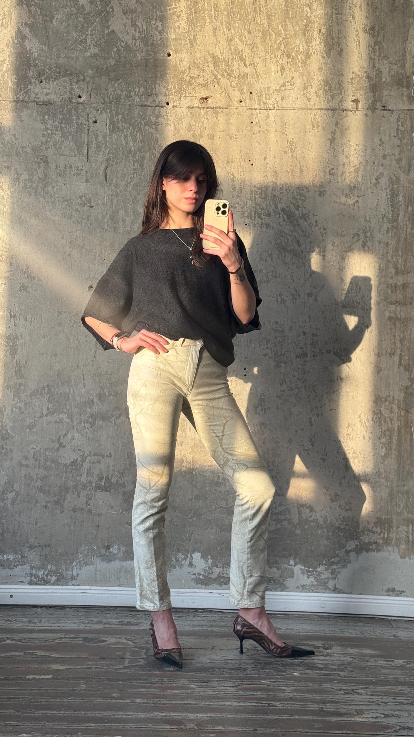 Vintage Roberto Cavalli 2000s cream paisley print jeans