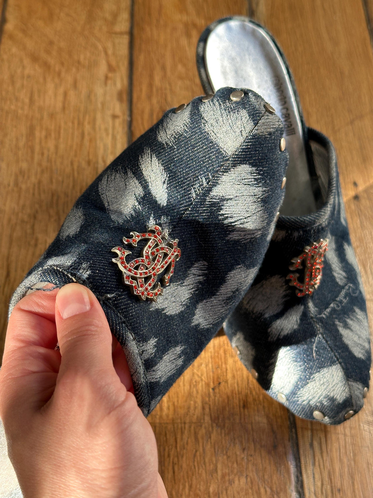 Vintage Y2K Roberto Cavalli Denim Blue Mules I US 6.5