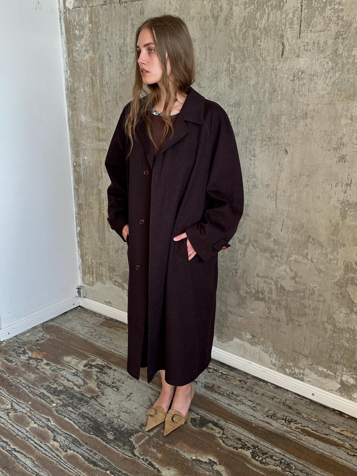 Vintage Lodenfrey Purple Wool Coat | Long Oversized Austrian Loden Coat