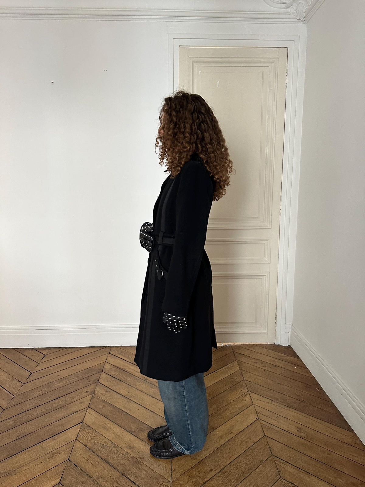 Vintage 90s Black Wool Cashmere Coat