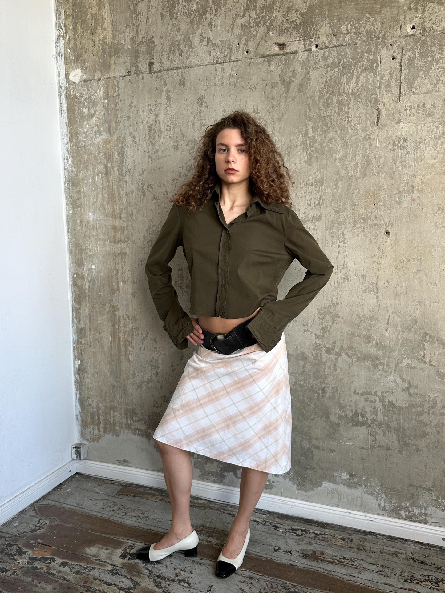 Vintage Burberry London Check Pencil Skirt in Blush Pink