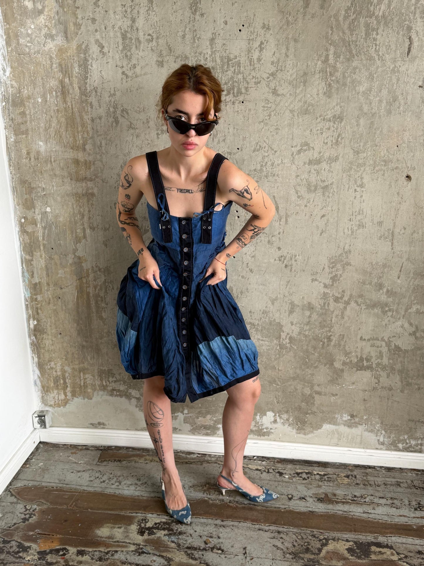 Vintage Jean de Marithé + François Girbaud Avant Garde Utility Dress in Blue