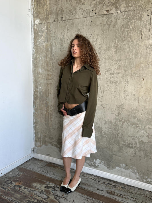 Vintage Burberry London Check Pencil Skirt in Blush Pink
