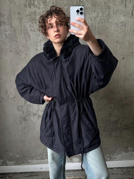 Vintage 90s parka jacket in black