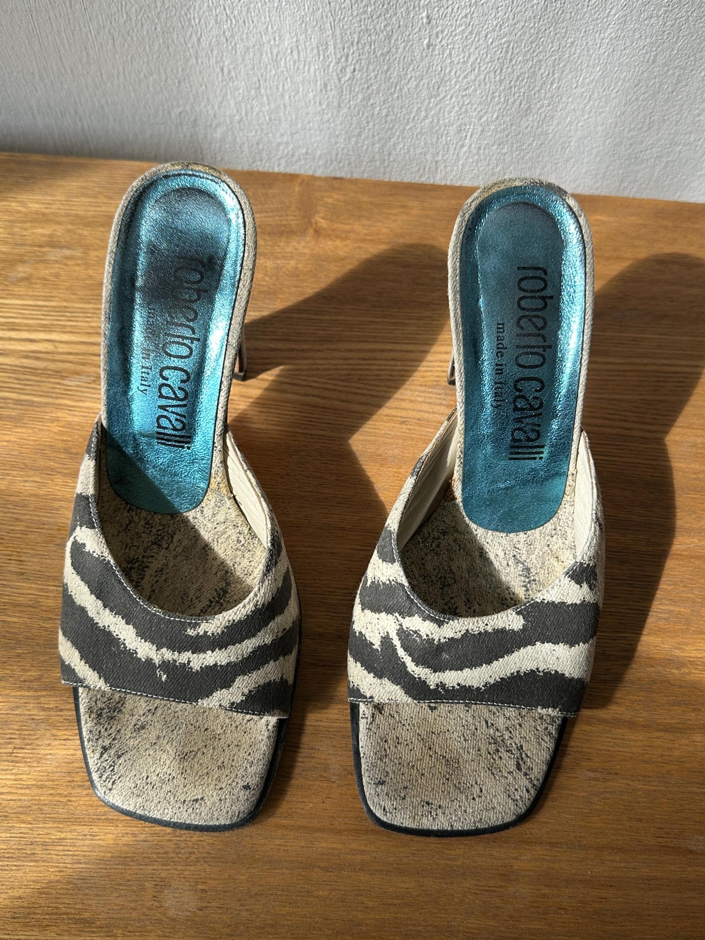 Vintage Roberto Cavalli Zebra Print Mules I US 6.5