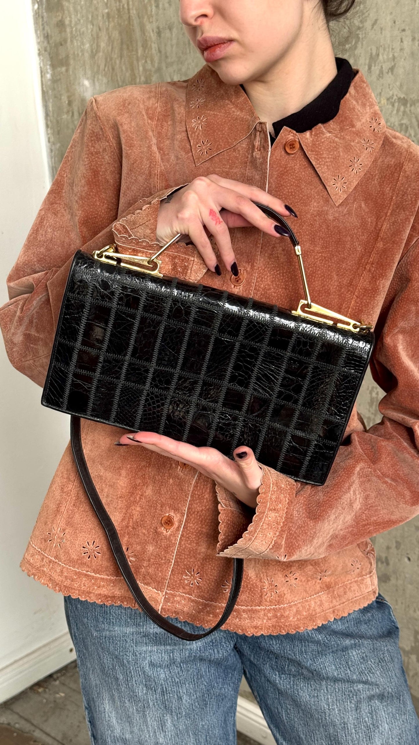 Vintage 90s Suede Leather Boxy Jacket In Brown