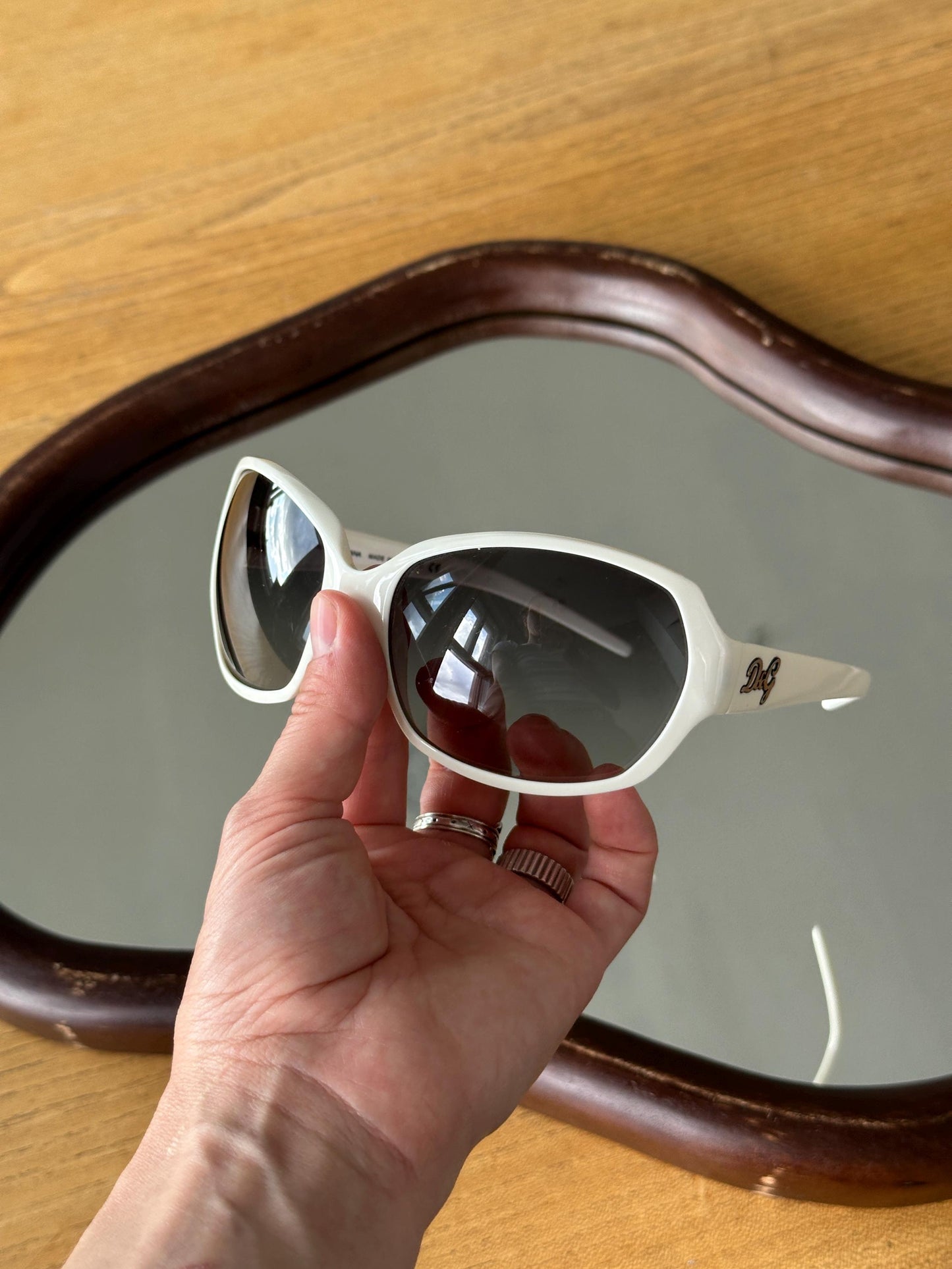 Vintage D&G Dolce Gabbana White Oversized Sunglasses
