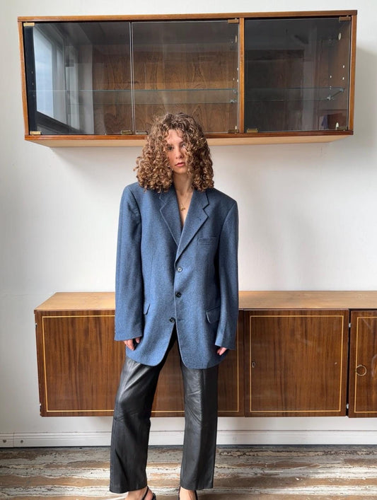 Vintage 90s oversized classic wool blazer in blue