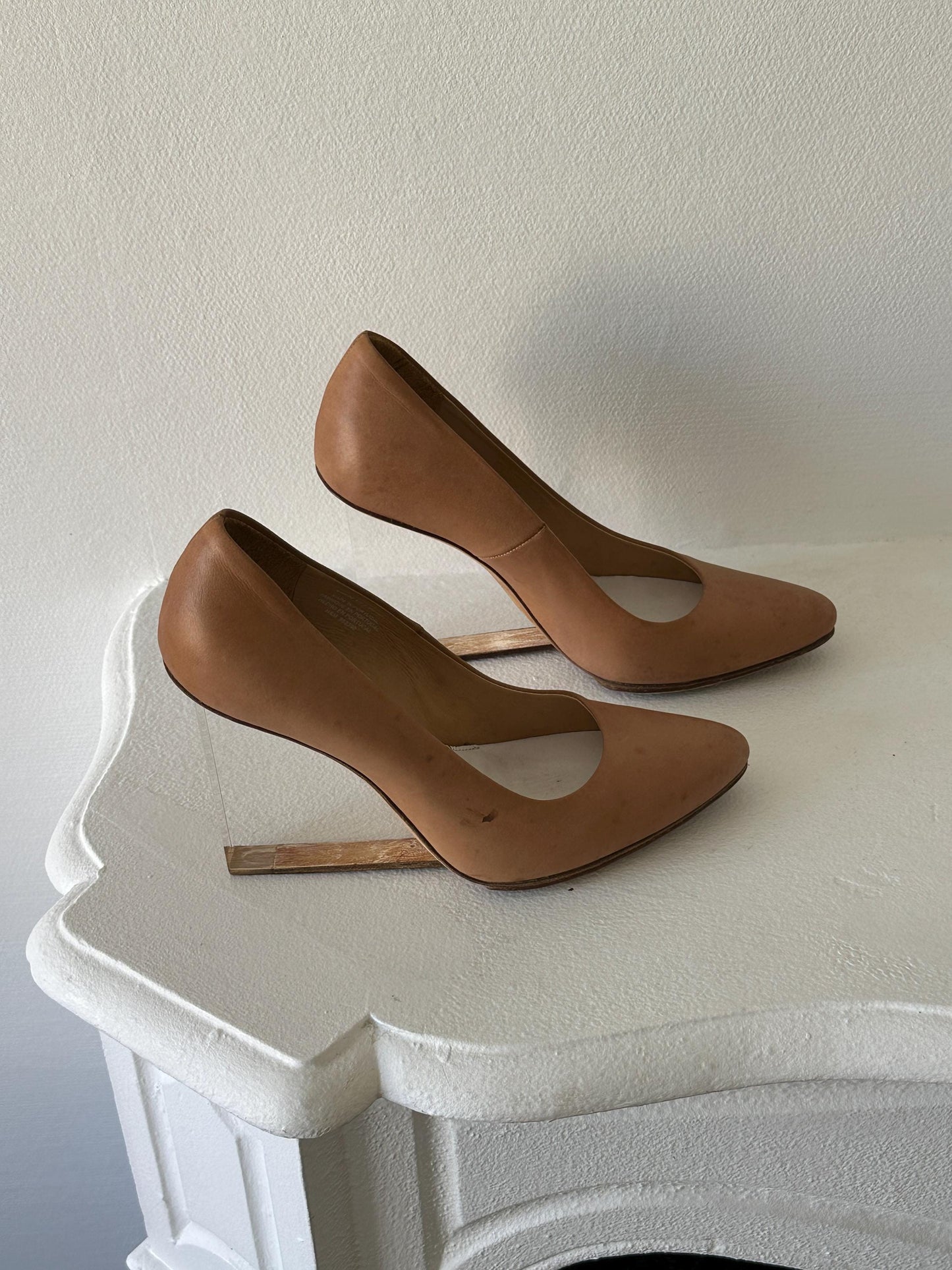 Maison Margiela x H&M Tan Leather Wedge Pumps in Brown I US 7.5
