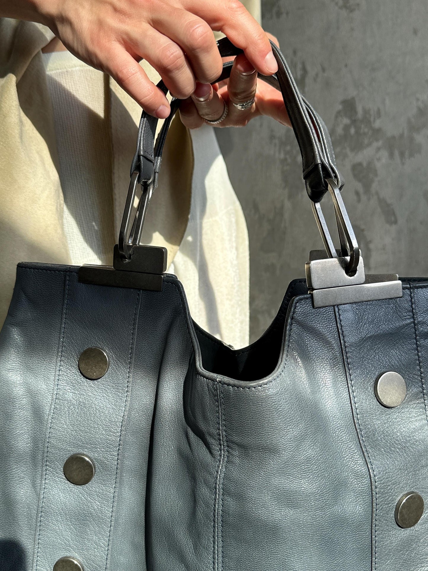 Vintage Balenciaga Grey Leather Tote Bag