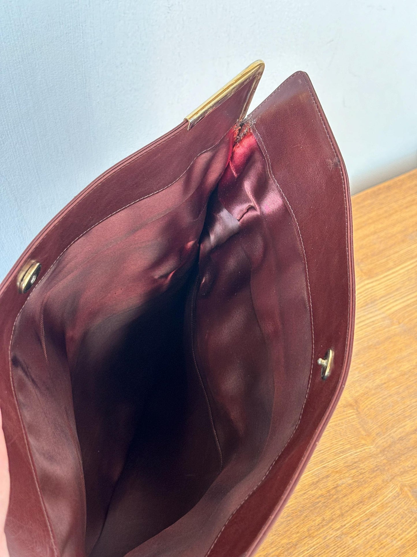 Vintage 80s Burgundy Soft Leather Clutch Bag