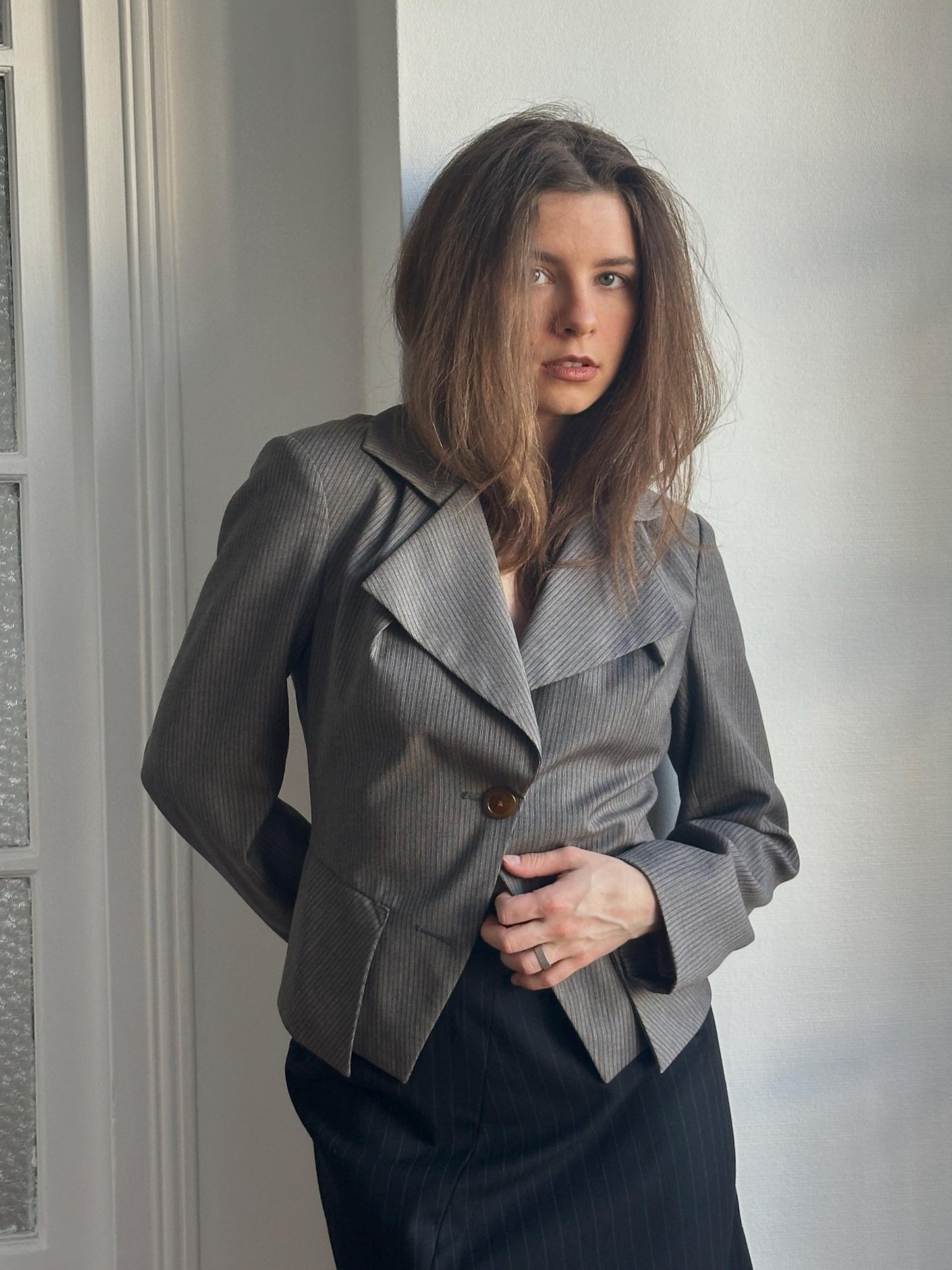 Vivienne Westwood Red Label Vintage Wool Pin Stripe Blazer in Grey