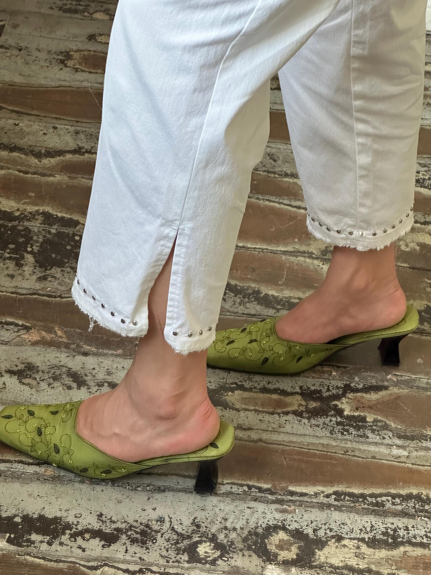 Vintage y2k ankle cotton pants in white