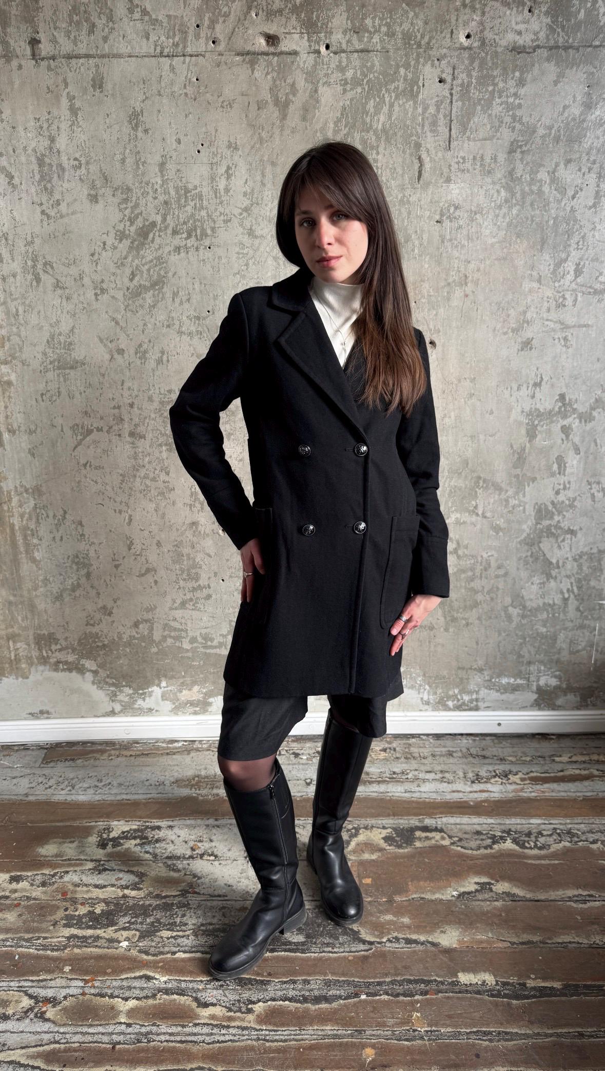 Vintage 90s Japan-style Boxy Coat In Black