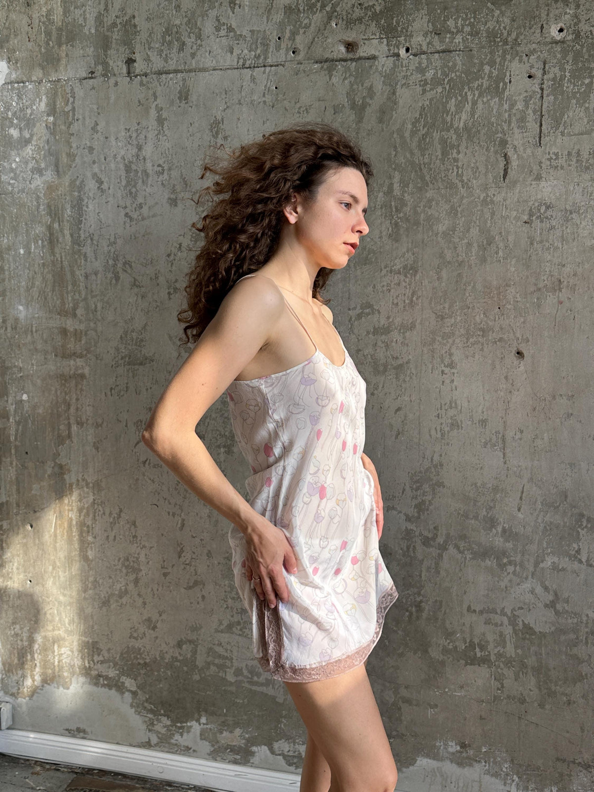Vintage Calvin Klein 100% Silk Tulip Slip Dress