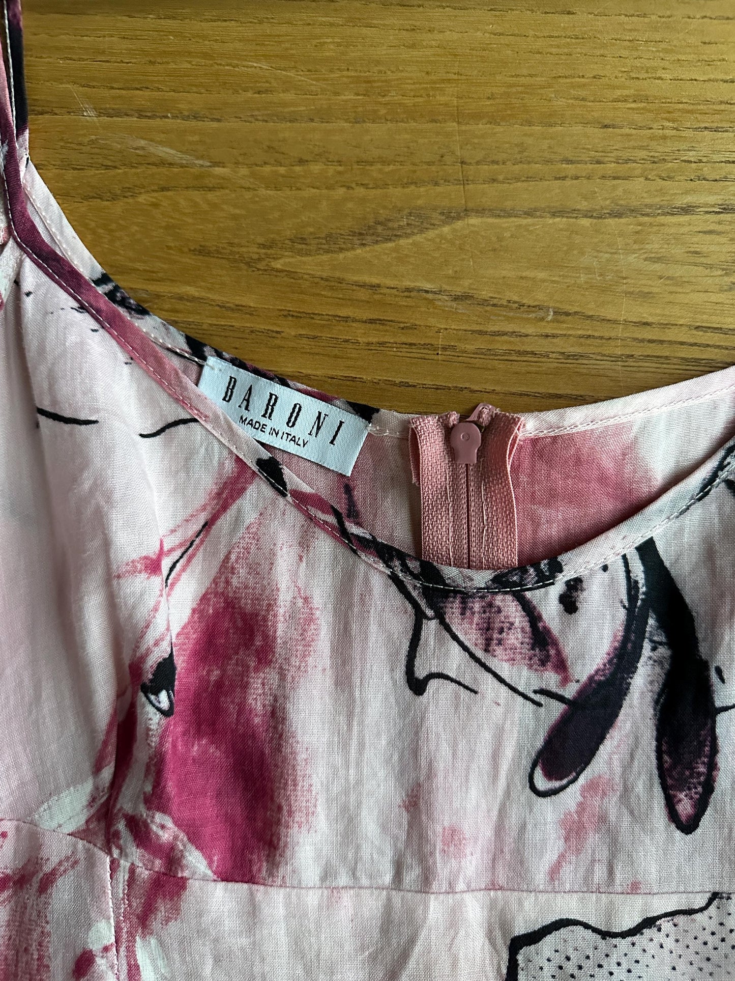 Vintage Floral Slip Linen Dress in Pink