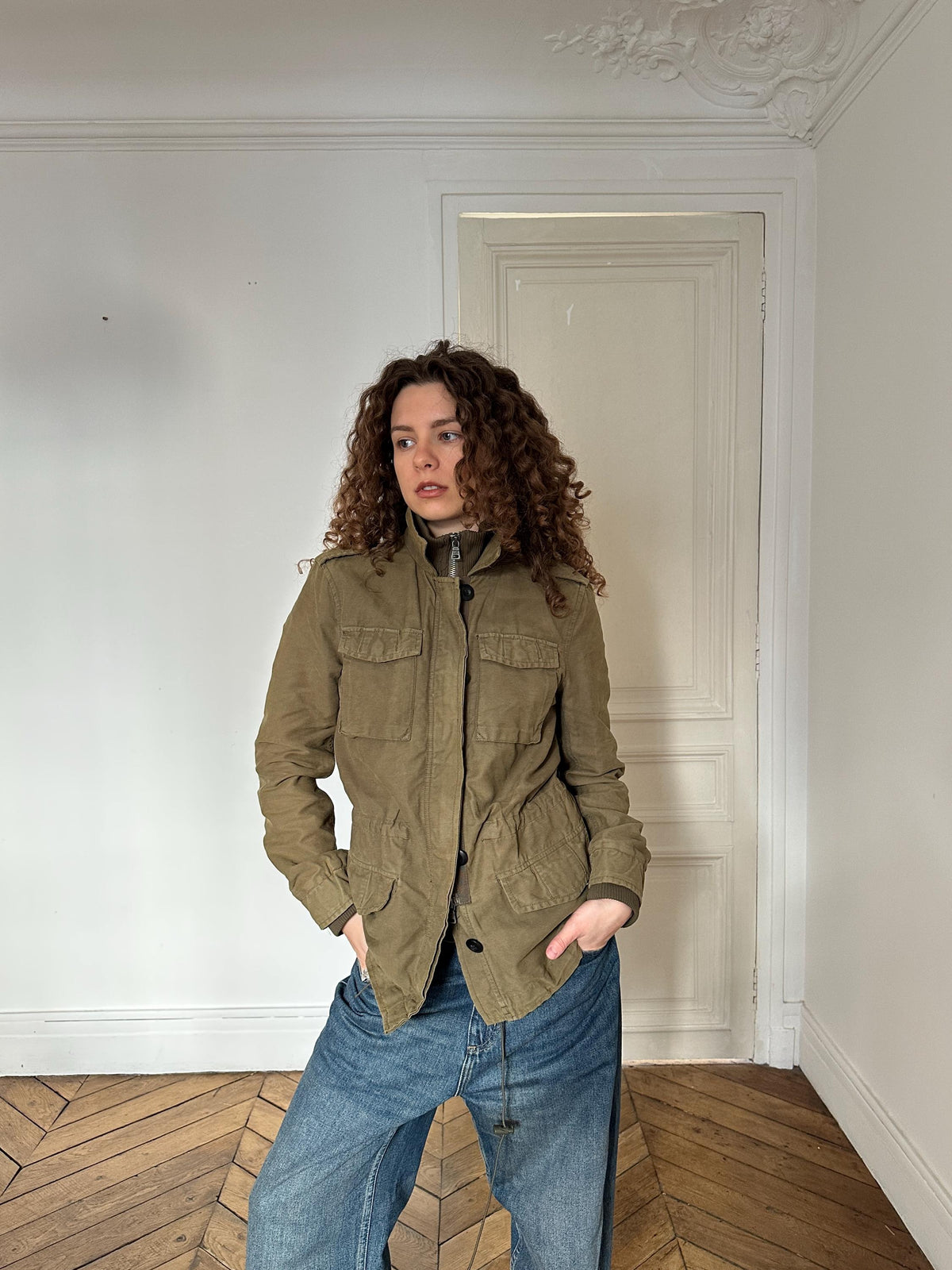 Vintage Ralph Lauren Polo Jeans Military Field Jacket in Khaki Green
