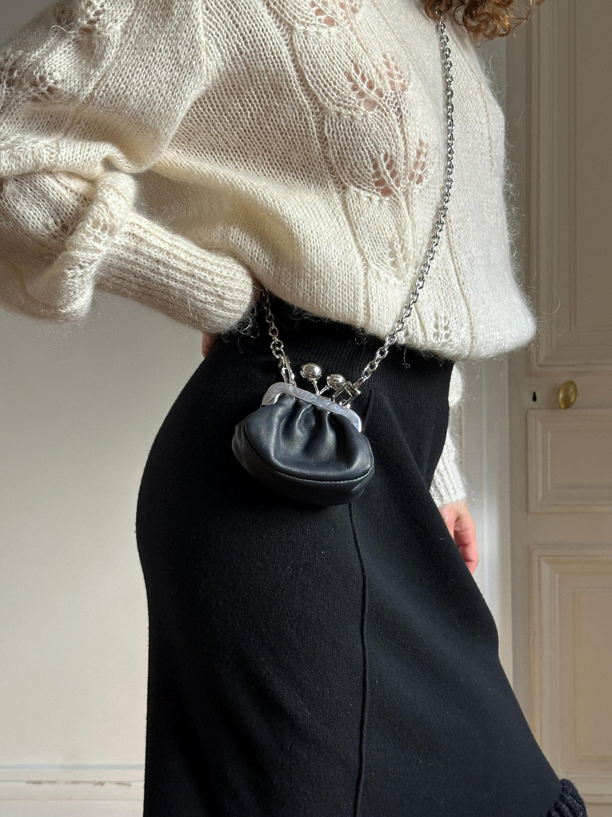 Weekend Max Mara Nano Pasticcino Bag Black Leather