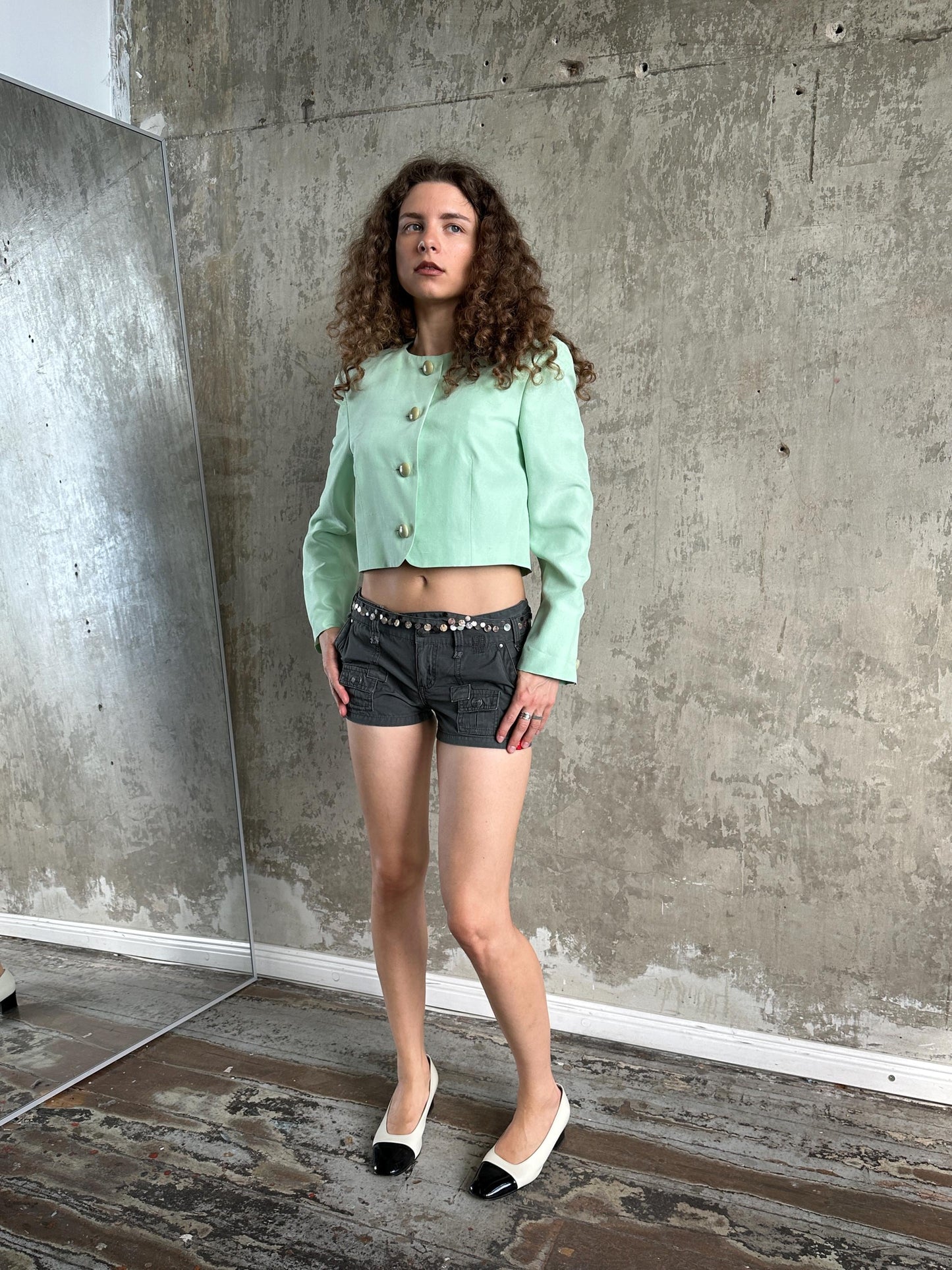 Vintage Y2K Grey Cargo Micro Shorts