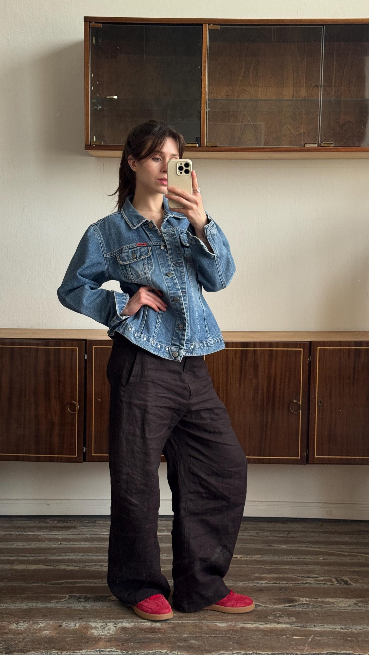 Vintage oversized denim jeans jacket in blue